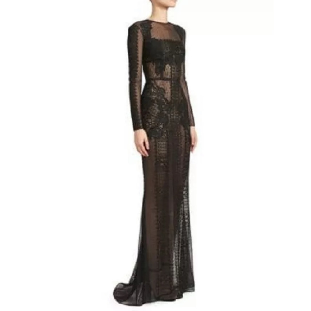 🖤 ZUHAIR MURAD Illusion Nude Lace Mermaid Gown 14 - Picture 2 of 9